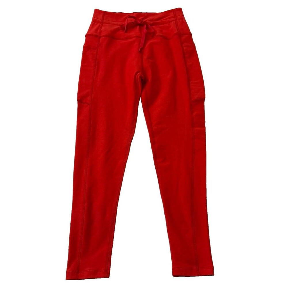 Beyond Yoga Leggings Womens Large Red Spacedye Go Pocket Midi Length High Rise - Picture 1 of 10